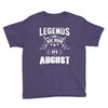 Legends Are Born In August Youth Tee