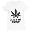 Support Melanoma Cancer Awareness With A Black Cannabis Leaf Ladies Fitted T-Shirt