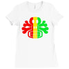rasta skull and crossbones reggae dub club rave Ladies Fitted T-Shirt