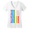 rainbow american flag Women's V-Neck T-Shirt