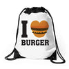 i love burger Drawstring Bags
