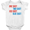one shift two shift red shift blue shift Baby Onesie