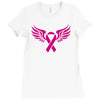 breast cancer ribbon with wing Ladies Fitted T-Shirt