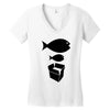 big fish little fish cardboard box   music t shirt Women's V-Neck T-Shirt