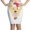 golden retriever dog with red santa's hat Pencil Skirts