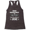 never underestimate an old man who was born in june Racerback Tank