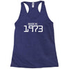 made in 1973 birthday celebration funny party Racerback Tank
