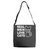 real men love cats Adjustable Strap Totes
