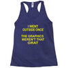 i went outside once Racerback Tank