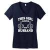 This Girl Loves Her Husband Women's V-Neck T-Shirt
