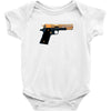 black gold gun pullover Baby Onesie