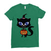 witch cat Ladies Fitted T-Shirt