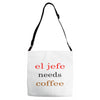 el jefe needs coffee Adjustable Strap Totes