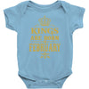 kings are born in february Baby Bodysuit