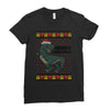 ugly dinosaur merry christmas Ladies Fitted T-Shirt