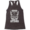 Never Underestimate Dog Rescuer Who Was Born September Racerback Tank