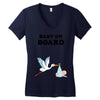 Baby On Board with Stork Women's V-Neck T-Shirt