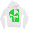 mad engine marvel brand punisher scar glow in the dark Zipper Hoodie