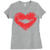 lip print heart Ladies Fitted T-Shirt