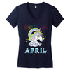 unicorns are born in april cute unicorn Women's V-Neck T-Shirt