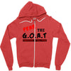 the goat white t shirt greatest of all time basketball baseball footba Zipper Hoodie