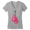boxing gloves breast cancer Women's V-Neck T-Shirt
