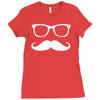mustache glasses nerd Ladies Fitted T-Shirt