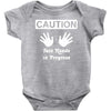 caution! jazz handsfunny jazz dance comic boogie camp trumpet Baby Onesie