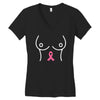 breast with pink ribbon Women's V-Neck T-Shirt
