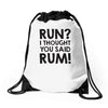 run rum Drawstring Bags