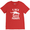 t rex hates pushups V-Neck Tee