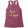 be a hero logo white Racerback Tank