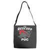 rescued by pug Adjustable Strap Totes