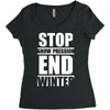 stop snow pression end winter funny Women's Triblend Scoop T-shirt