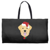 golden retriever dog with red santa's hat Weekender Totes