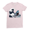 Great White Wave Shark Ladies Fitted T-Shirt
