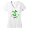 celtic green clover skull patch, irish biker patches Women's V-Neck T-Shirt