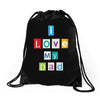 I Love my Dad Drawstring Bags