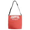 gamers don't die they respawn Adjustable Strap Totes