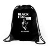 black flag Drawstring Bags