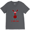 i love you bunny hare rabbit cupid couple kiss fun V-Neck Tee