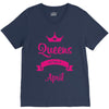 queens are born in april V-Neck Tee