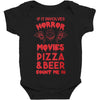 horror movies, pizza and beer Baby Bodysuit