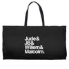 a litle life book white logo Weekender Totes