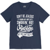 Don't Be Jealous I Know My Wife Is Smokin' Hot but She Can't Help It V-Neck Tee