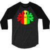rasta skull and crossbones 3/4 Sleeve Shirt