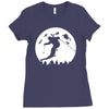 skiier moon moonlight silhouett Ladies Fitted T-Shirt