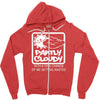 partly cloudy 100% getting wasted gift drugs drinking pissed bong fuun Zipper Hoodie