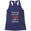 my favorite season is the fall of the patriarchy Racerback Tank