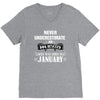 never underestimate an old man who was born in january V-Neck Tee
